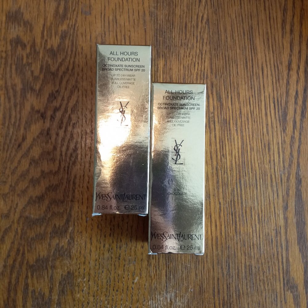 NIB Lot of 2 YSL All Hours Foundation B80 Chocolate .84oz each - Picture 5 of 16